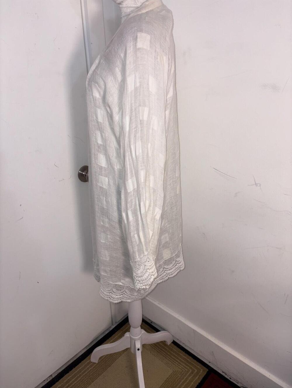 Elizabeth Hurley Beach Coverup Linen/Cotton India White Boho Sexy One Size Lace - Picture 6 of 13